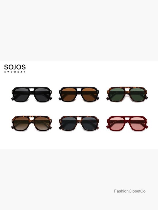 Retro Thick Polarized Aviator Sunglasses, Large Square Pilot Shades main image 4